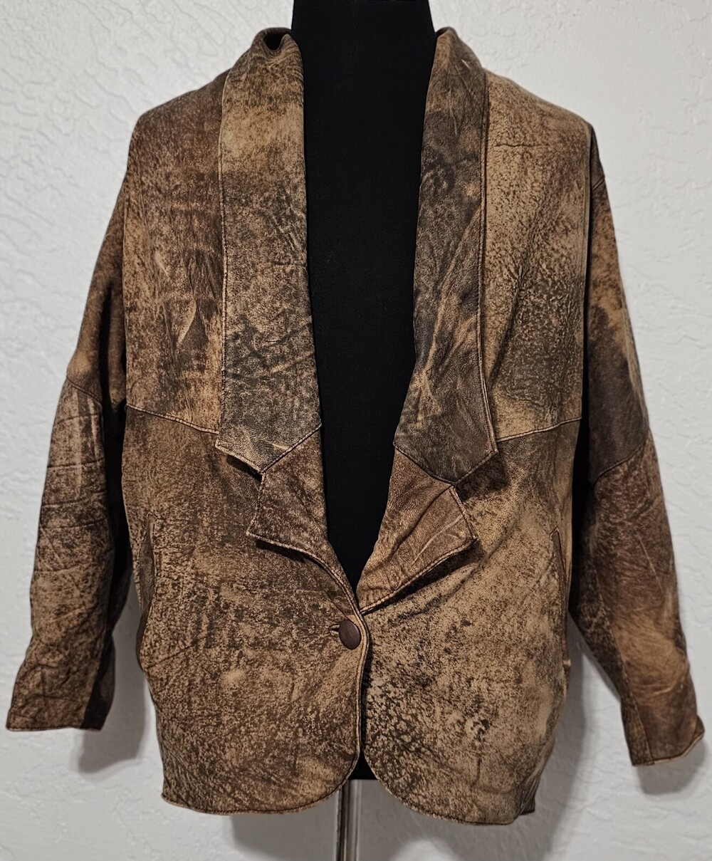 Vintage 80s MARCEL KASSINI Tumbled leather jacket Womens Small Coat Original 🔥